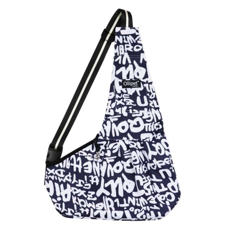 Ollipet TailUp Kænguru skuldertaske I Marineblå med skrift