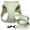 Flot step-in sele med matchende snor i grøn - Perfekt til hvalpe og mini hunderacer.
