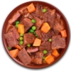 Alpha Spirit Roast Beef Stew kombinerer saftige oksekødsstykker med grøntsager i en kraftig sauce – en uimodståelig ret for kødelskende hunde