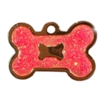 Ollipet hundetegn | Guld m. lyserød glimmer