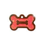 Ollipet hundetegn | Guld m. lyserød glimmer