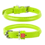 Wau Dog rundsyet læder halsbånd | Limegrøn