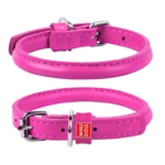 Wau Dog rundsyet læder halsbånd | Pink