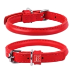 Wau Dog rundsyet læder halsbånd | Rød