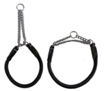 KW Soft Walker rundsyet læderhalsbånd m. kæde