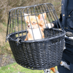 Trixie cykelkurv sortbejset flet med gitter